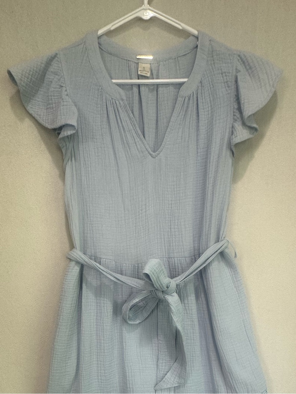 Magaschoni Light Blue Organic Cotton Maxi Dress Sz M Beachy Gauzy Boho Party - Picture 3 of 13